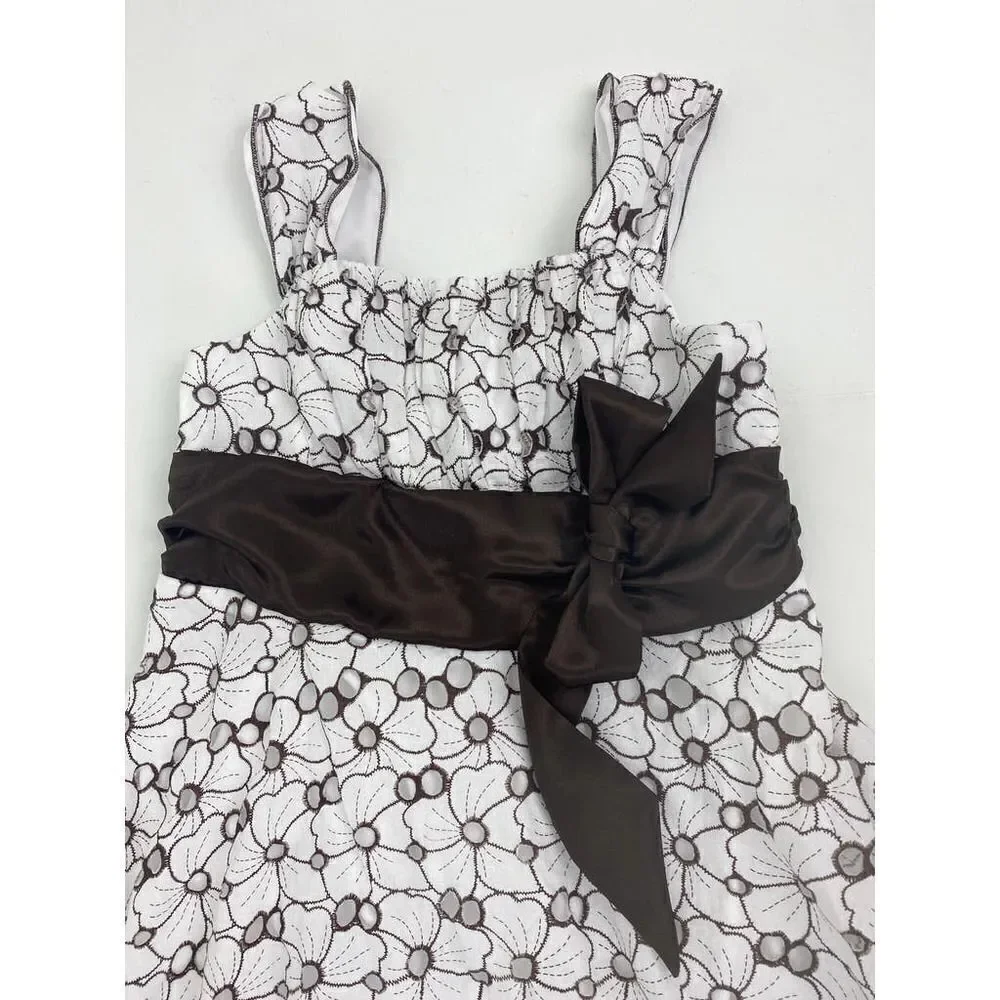 2004 My Michelle Girls Handkerchief Hemline Dress Brown - Girls Size 10